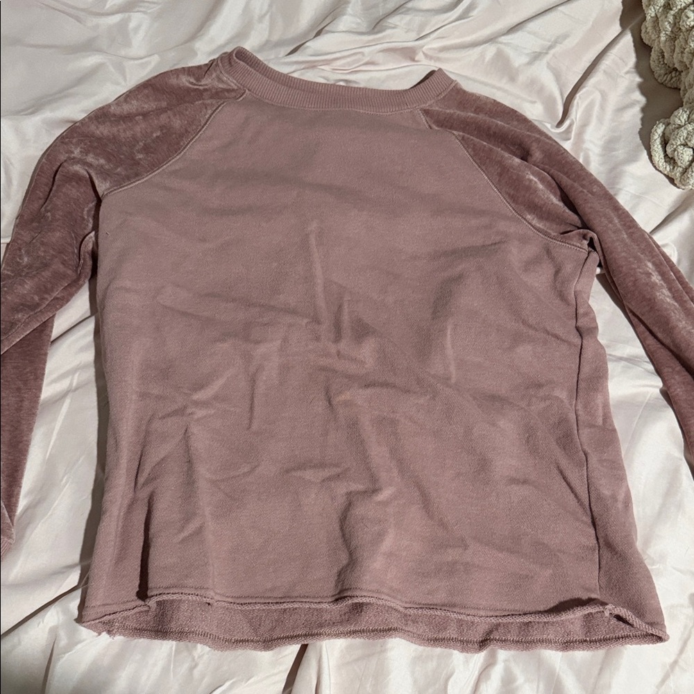 Velvet Long Sleeve Top in Dusty Pink
